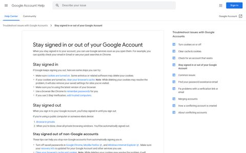 Stay signed in or out of your Google Account - Google Support