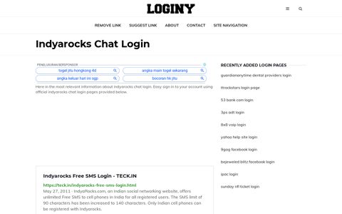 Indyarocks Chat Login ✔️ One Click Login - Loginy
