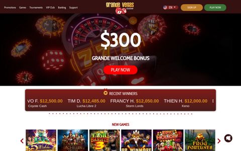 Grande Vegas Online Casino - Get a $300 Bonus with $50 ...
