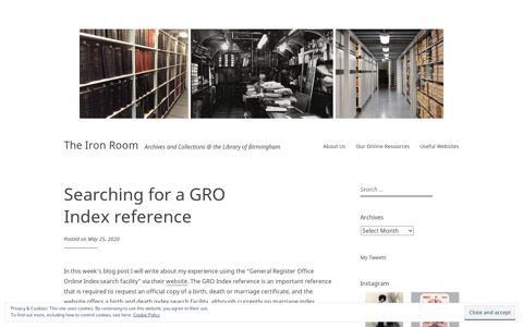 Searching for a GRO Index reference – The Iron Room