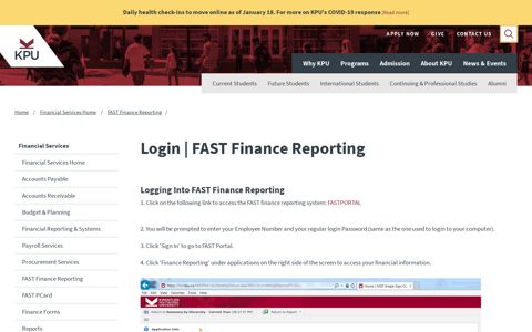 Login | FAST Finance Reporting | KPU.ca - Kwantlen ...