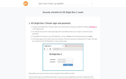 192.168.1.1 - EE Bright Box 2 Router login and password