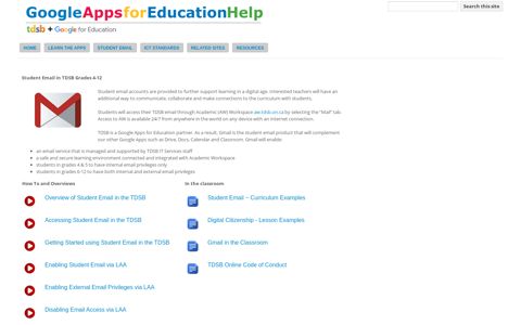 Student Email - TDSB Google Support Site - Google Sites