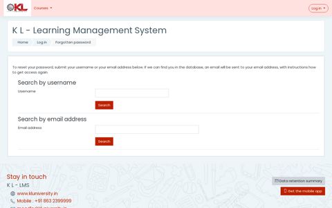 Forgotten password - KL - Learning Management System