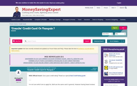 'Granite' Credit Card Or Vanquis ? — MoneySavingExpert Forum