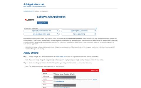 Loblaws Job Application - Apply Online
