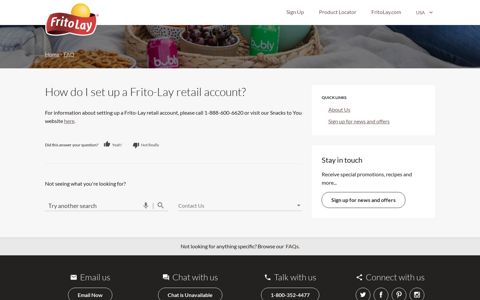 How do I set up a Frito-Lay retail account? | Contact Frito-Lay