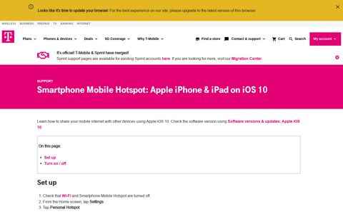Smartphone Mobile Hotspot: Apple iPhone & iPad on iOS 10 ...