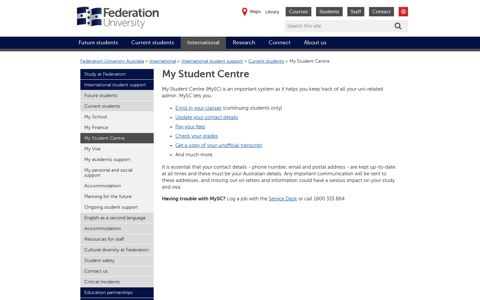 My Student Centre - Federation University Australia