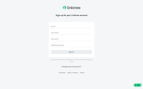 Sign up for your Linktree account