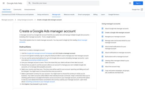 Create a Google Ads manager account - Google Ads Help