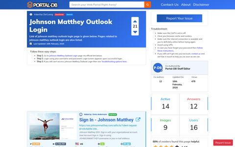 Johnson Matthey Outlook Login - Portal-DB.live