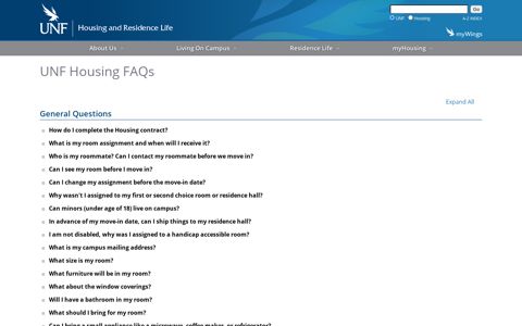 Housing and Residence Life - FAQs - UNF