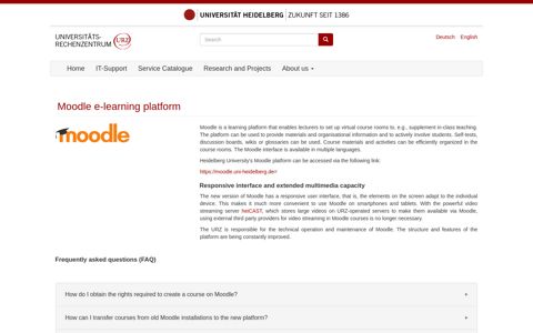Moodle e-learning platform - URZ Heidelberg