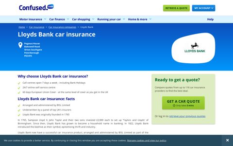 Compare Lloyds Bank car insurance with Confused.com