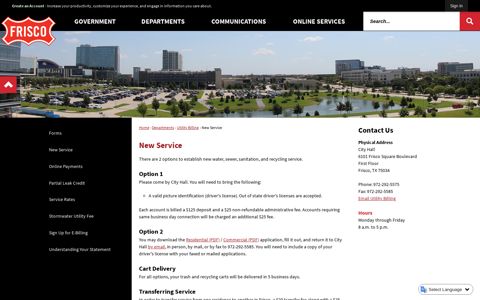New Service | Frisco, TX - Official Website