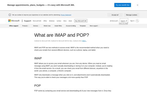 What are IMAP and POP? - Office Support - Microsoft Support