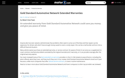 Gold Standard Automotive Network Extended Warranties