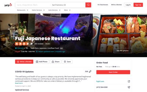 Fuji Japanese Restaurant - Updated COVID-19 Hours ... - Yelp