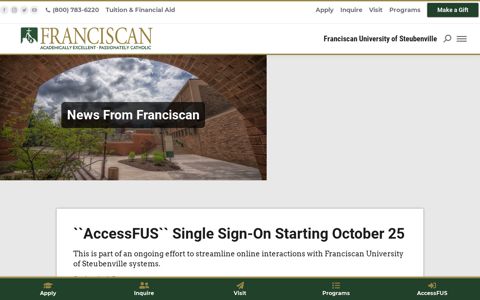 “AccessFUS” Single Sign-On Starting October 25 | Franciscan ...