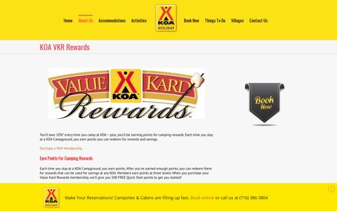 KOA VKR Rewards | Chautauqua Lake KOA