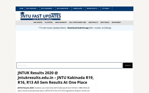 JNTUK Results 2020 @ Jntukresults.edu.in - JNTU Kakinada ...