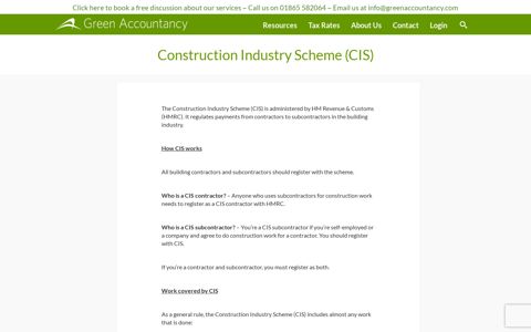 Construction Industry Scheme (CIS) – Green Accountancy