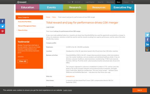 Total reward and pay for performance drives GSK merger