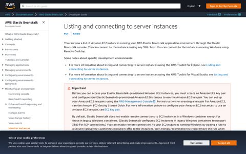 Listing and connecting to server instances - AWS Elastic ...