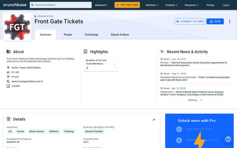 Front Gate Tickets - Crunchbase Company Profile & Funding