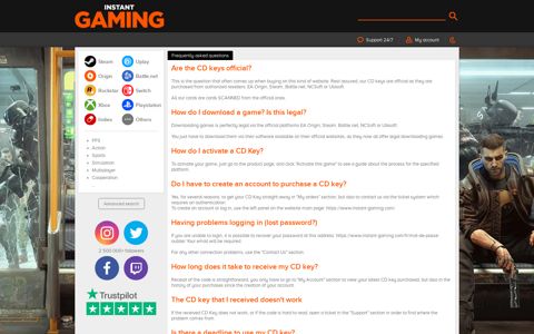 The Instant Gaming Frequently Asked Questions