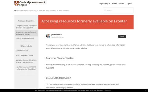 Accessing resources formerly available on Fronter ...