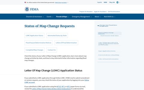 Status of Map Change Requests | FEMA.gov