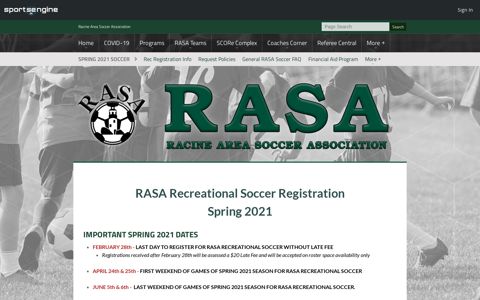 Fall 2020/Spring 2021 Soccer Registration