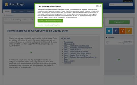 How to Install Gogs Go Git Service on Ubuntu 16.04