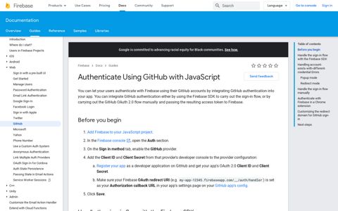 Authenticate Using GitHub with JavaScript | Firebase