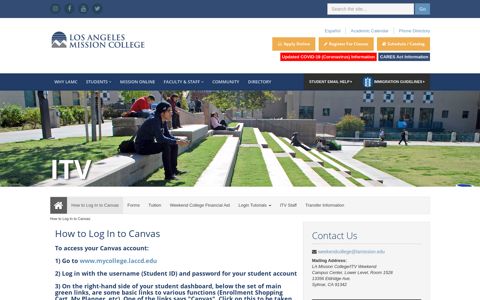How to Log In to Canvas - Los Angeles Mission College