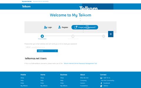 Forgot your password - My Telkom