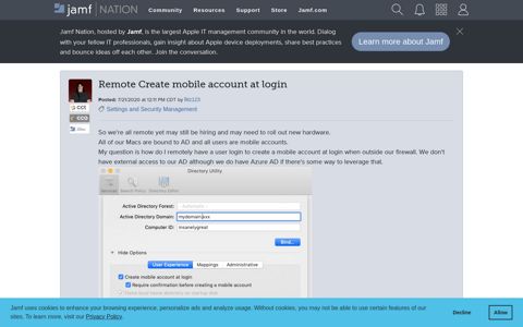 Remote Create mobile account at login | Jamf Nation