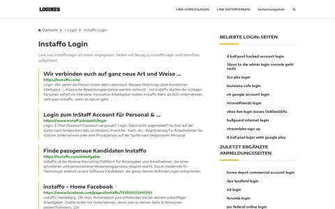 Instaffo Login | Allgemeine Informationen zur Anmeldung - Logines.de