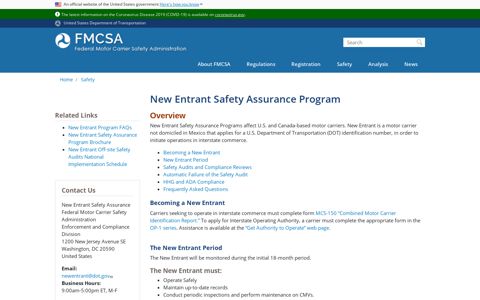 New Entrant Safety Assurance Program | FMCSA