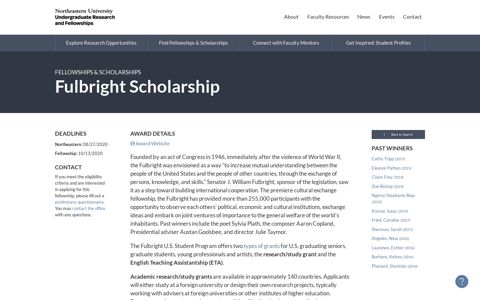 Fulbright Scholarship | Undergraduate Research & Fellowships