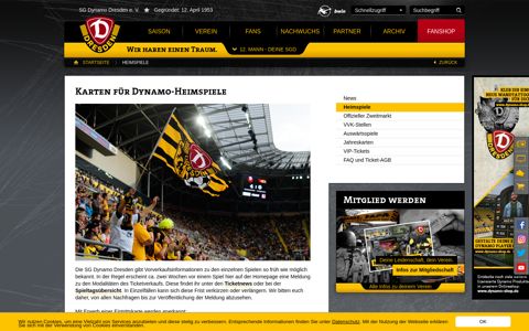 Tickets und Service für Heimspiele | SG Dynamo Dresden e.V.