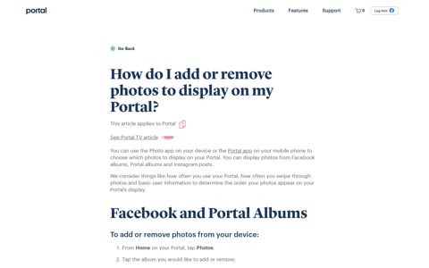 How do I add or remove photos to display on my Portal?