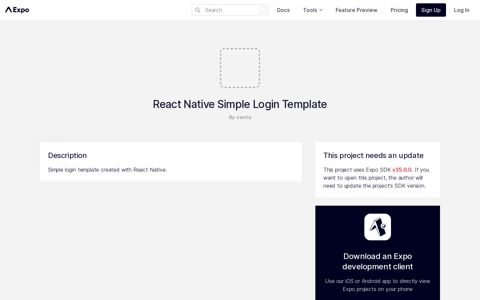 React Native Simple Login Template on Expo