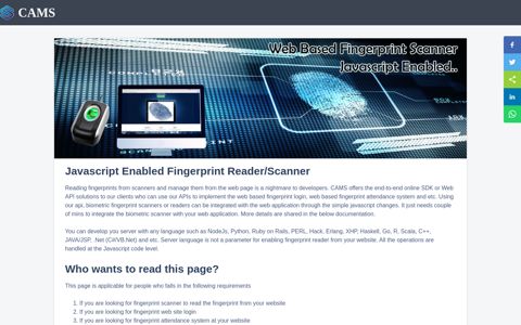 Javascript Based Fingerprint Reader for Website Login, Web ...