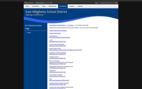 For Parents Home Page / Home - East Allegheny School District