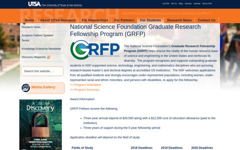National Science Foundation Graduate Research Fellowship ...