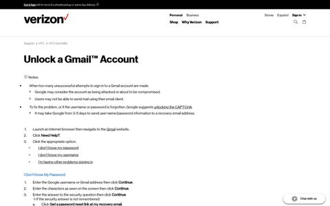 Unlock a Gmail Account | Verizon