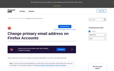 Change primary email address on Firefox Accounts | Firefox ...